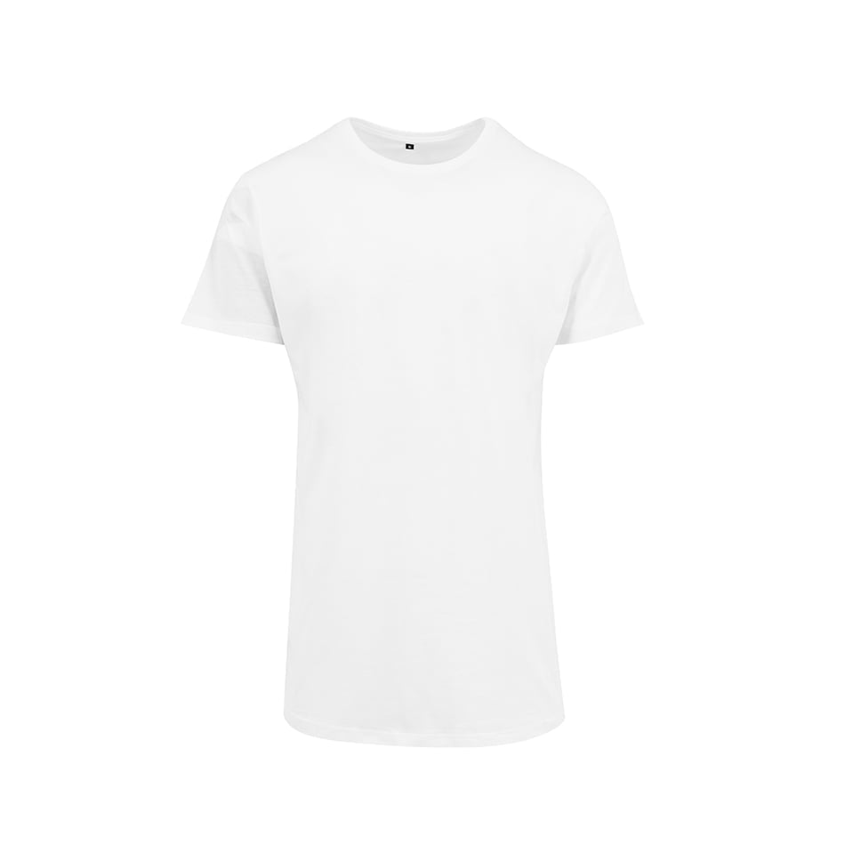 Męski długi biały t-shirt festiwal merch Build Your Brand BY028