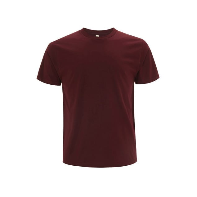Bordowy organiczny t-shirt unisex Continental EP01 - własne hafty na koszulkach