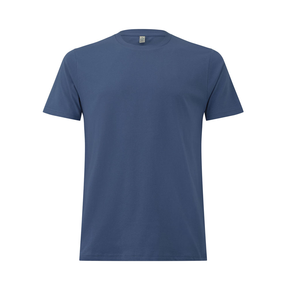 Zgaszony niebieski organiczny t-shirt unisex Continental EP01 - własne hafty na koszulkach