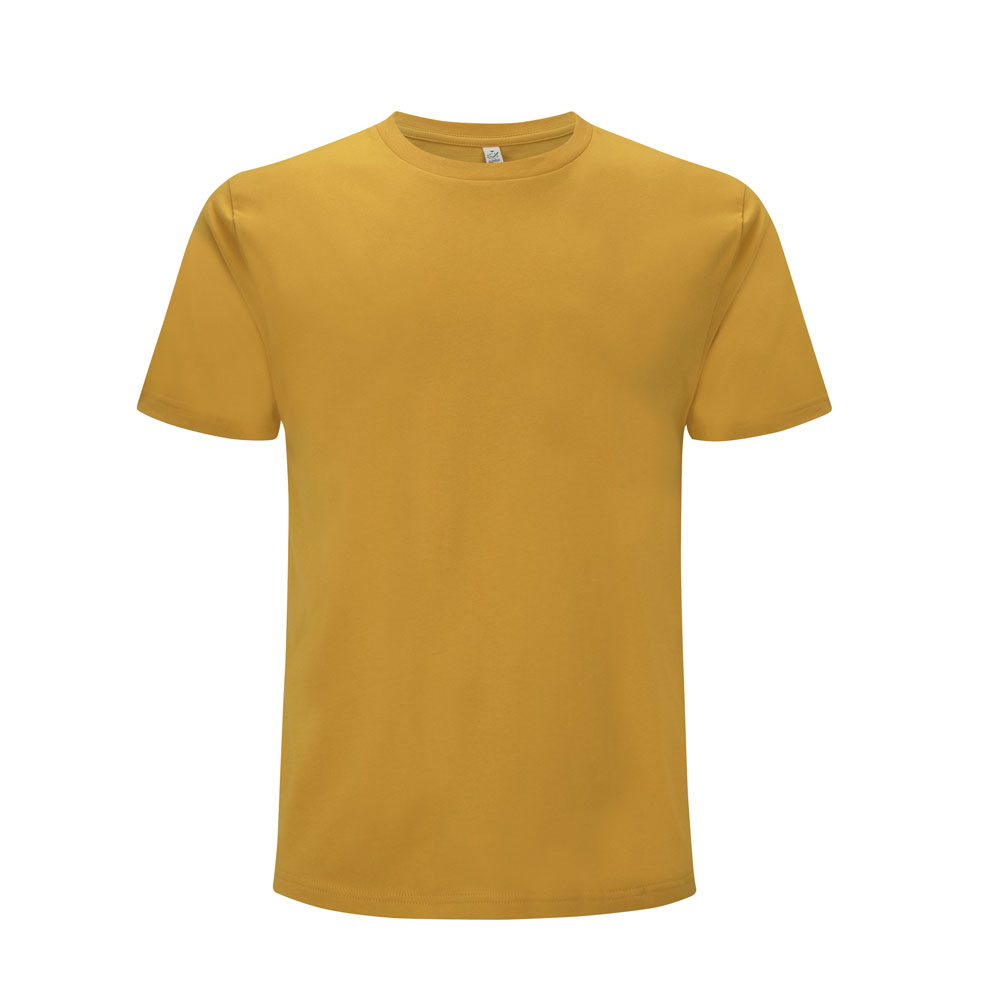 Musztardowy organiczny t-shirt unisex Continental EP01 - własne hafty na koszulkach