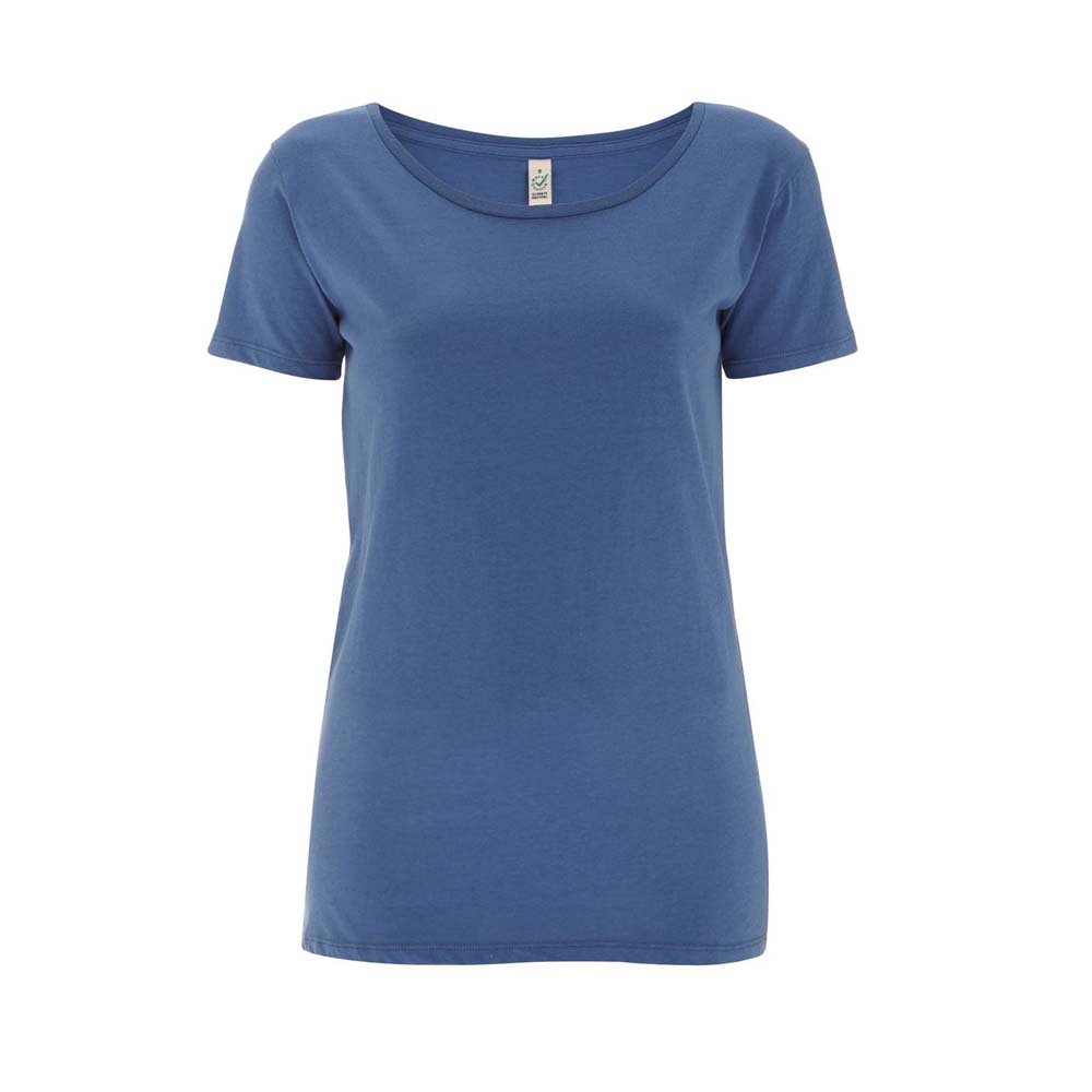 Niebieski t-shirt damski z okrągłym dekoltem z własnym nadrukiem Continental EP09