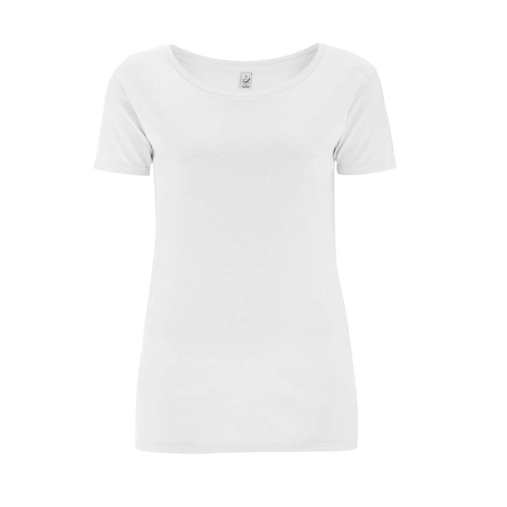 Biały t-shirt damski z okrągłym dekoltem z własnym nadrukiem Continental EP09