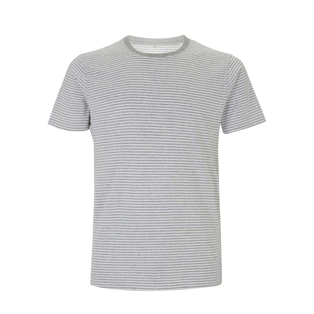 Organiczna koszulka z własnym haftem lub nadrukiem firmowym - t-shirt unisex szary w paski EP100