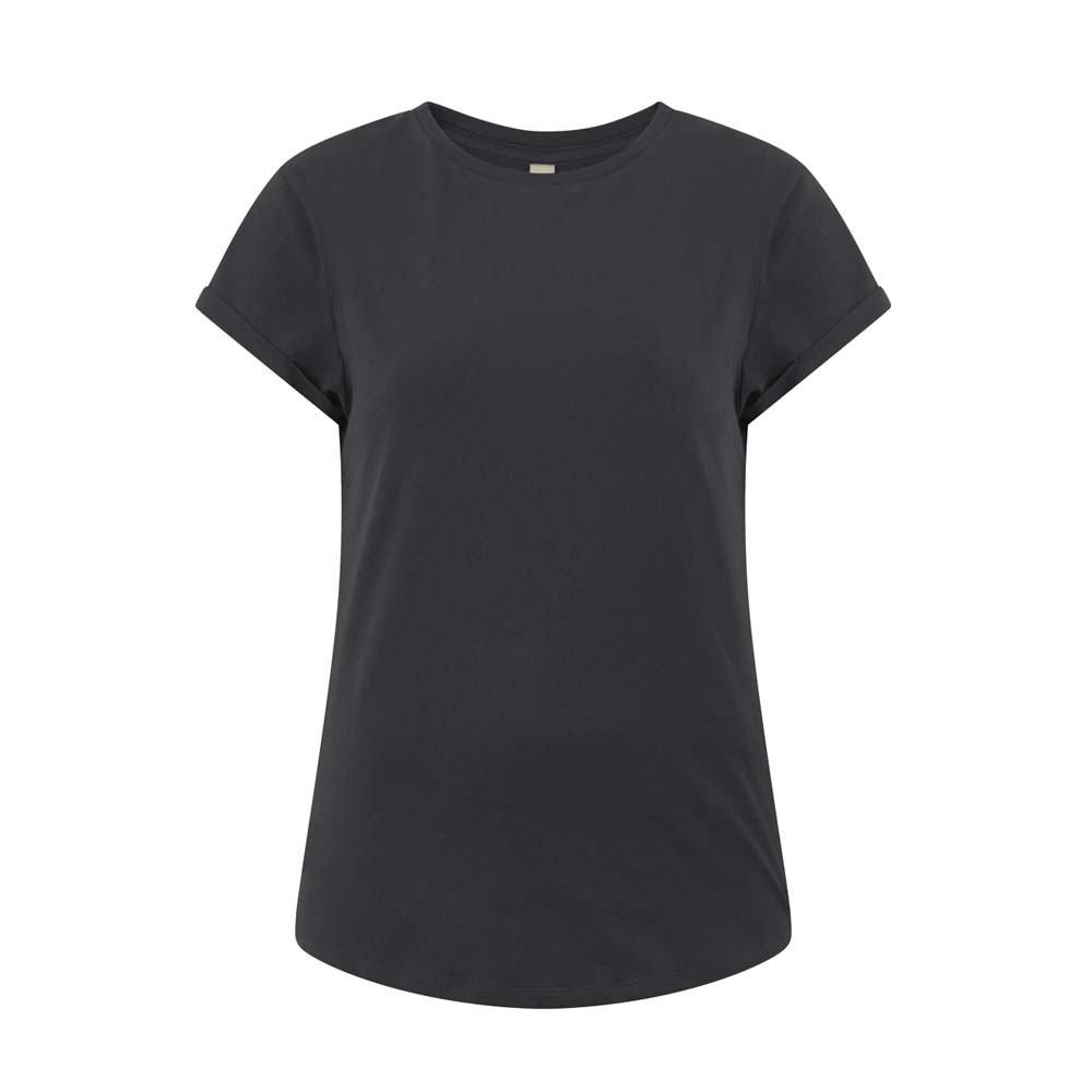Ciemnoszara koszulka damska z bawełny z własnym haftowanym logo Continental EP16