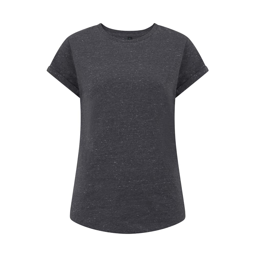 Czarna melanżowa koszulka damska z bawełny z własnym haftowanym logo Continental EP16