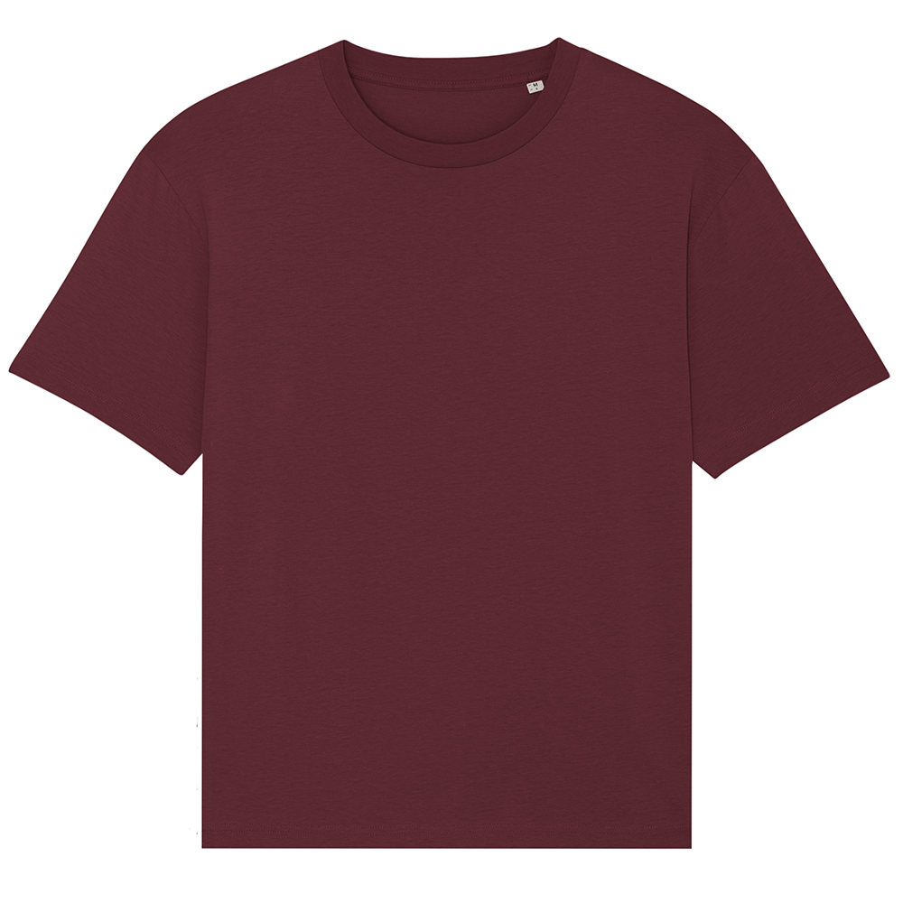 Bordowy t-shirt unisex z bawełny organicznej z logo firmy Fuser Stanley Stella