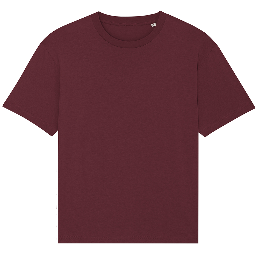 Bordowy t-shirt unisex z bawełny organicznej z logo firmy Fuser Stanley Stella