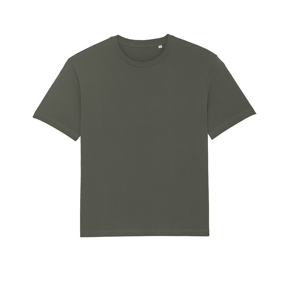 Khaki t-shirt unisex z bawełny organicznej z logo firmy Fuser Stanley Stella