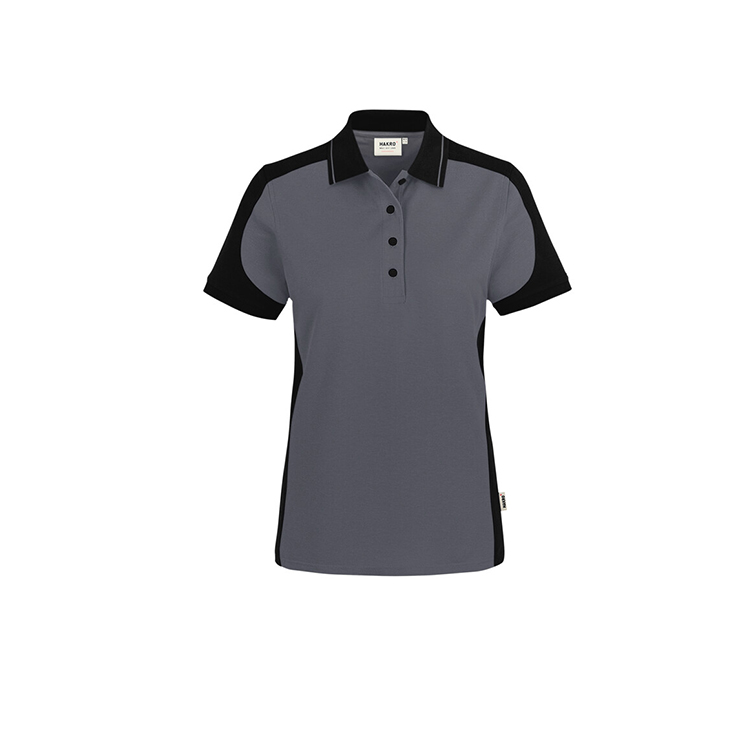 Szara Damska koszulka polo kontrastowa MIKRALINAR® ECO 339