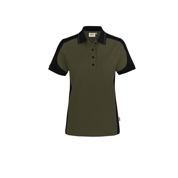 Oliwkowa Damska koszulka polo kontrastowa MIKRALINAR® ECO 339