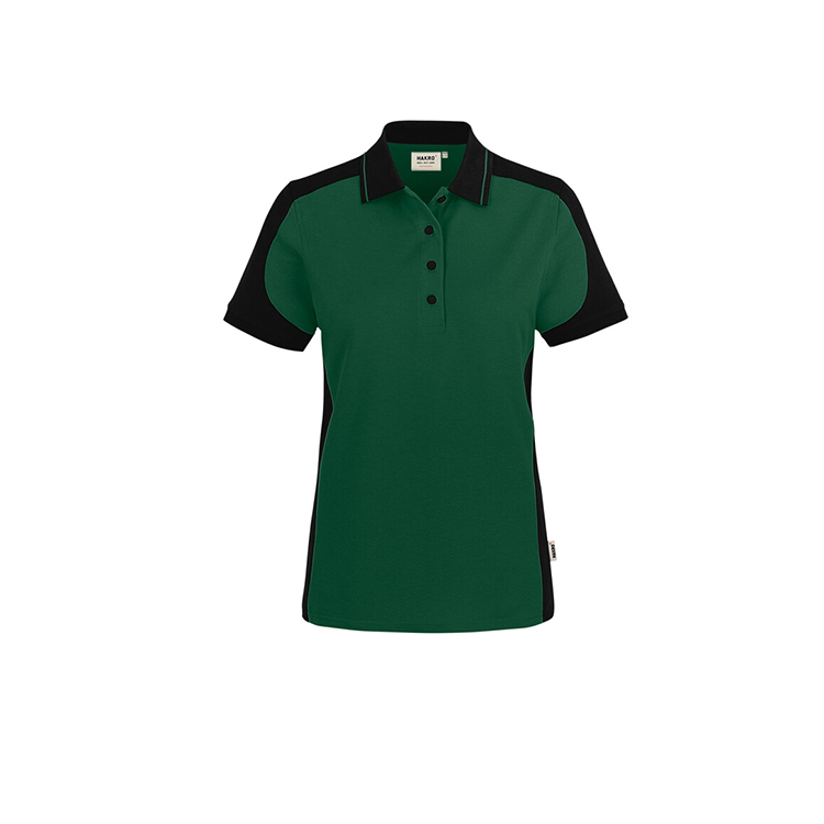 Zielona Damska koszulka polo kontrastowa MIKRALINAR® ECO 339