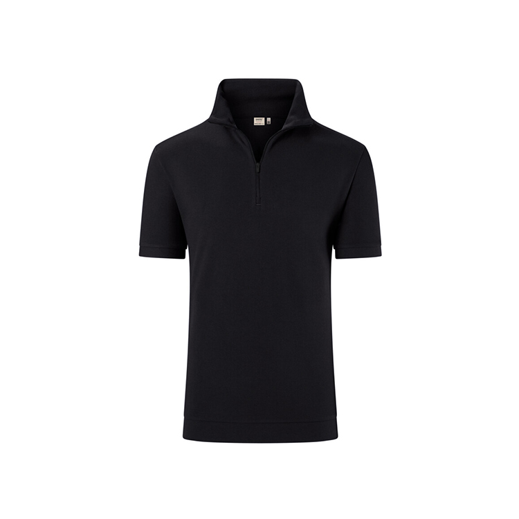 Czarna Koszulka unisex rozpinana Piqué MIKRALINAR® ECO 534