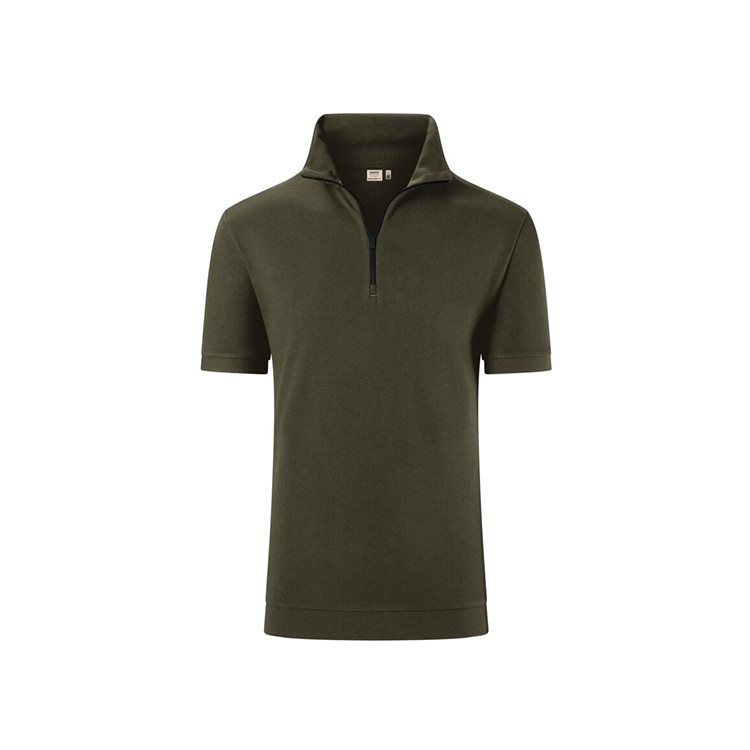 Oliwkowa Koszulka unisex rozpinana Piqué MIKRALINAR® ECO 534