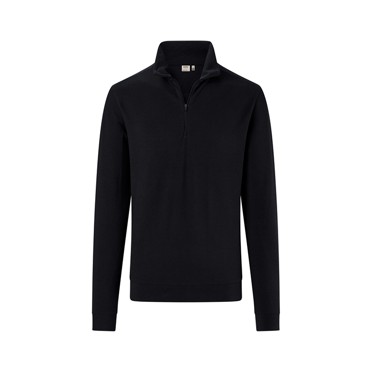 Czarna Koszulka unisex rozpinana z długim rękawem Piqué MIKRALINAR® ECO 535