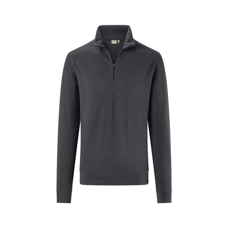 Ciemnoszara Koszulka unisex rozpinana z długim rękawem Piqué MIKRALINAR® ECO 535