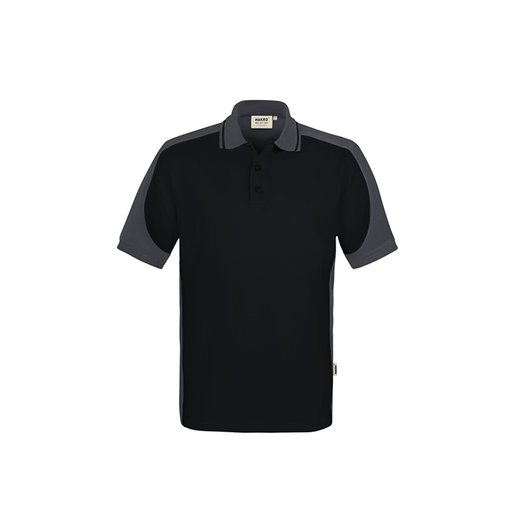 Czarna Koszulka polo unisex kontrastowa MIKRALINAR® ECO 539