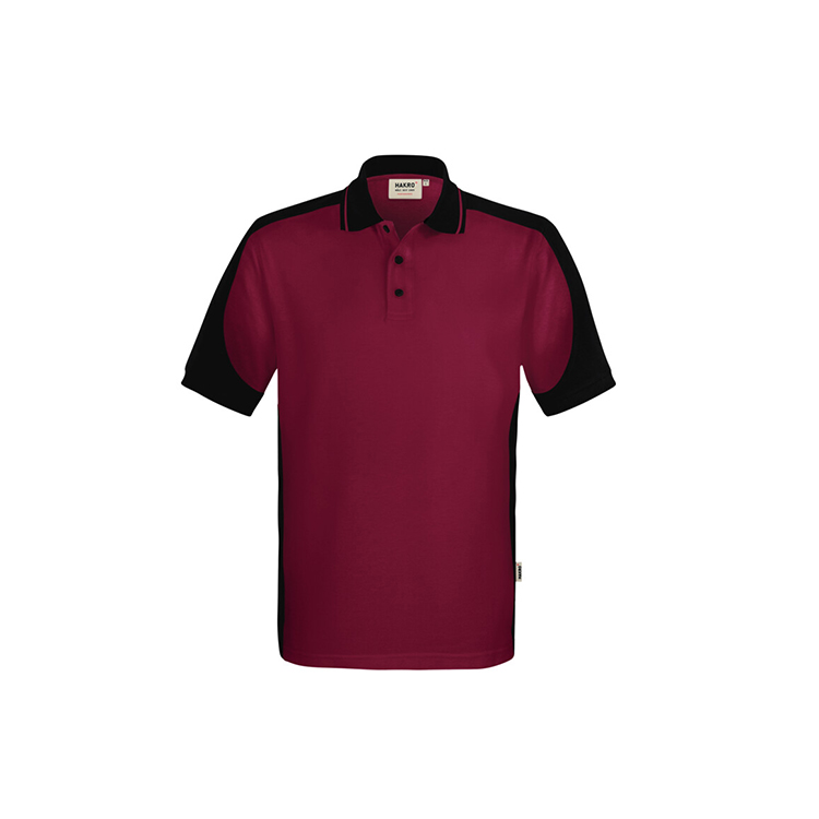 Bordowa Koszulka polo unisex kontrastowa MIKRALINAR® ECO 539