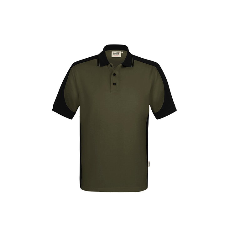 Oliwkowa Koszulka polo unisex kontrastowa MIKRALINAR® ECO 539