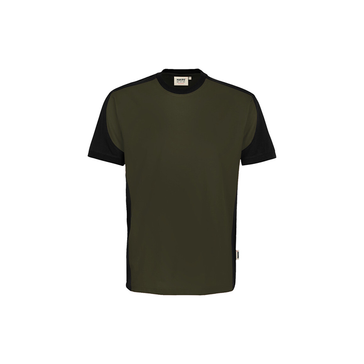 Oliwkowa Koszulka unisex kontrastowa MIKRALINAR® ECO 590