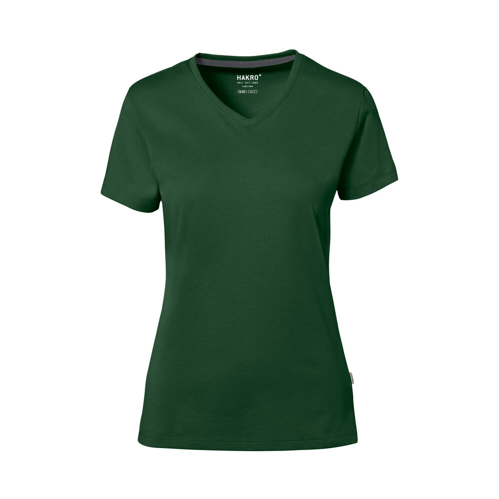 Damska zielona koszulka w serek Hakro 169