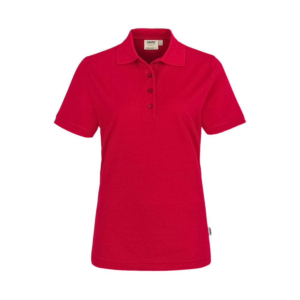 Czerwona damska koszulka z haftem lub nadrukiem dla pracowników polo MIKRALINAR ECO 369 HAKRO