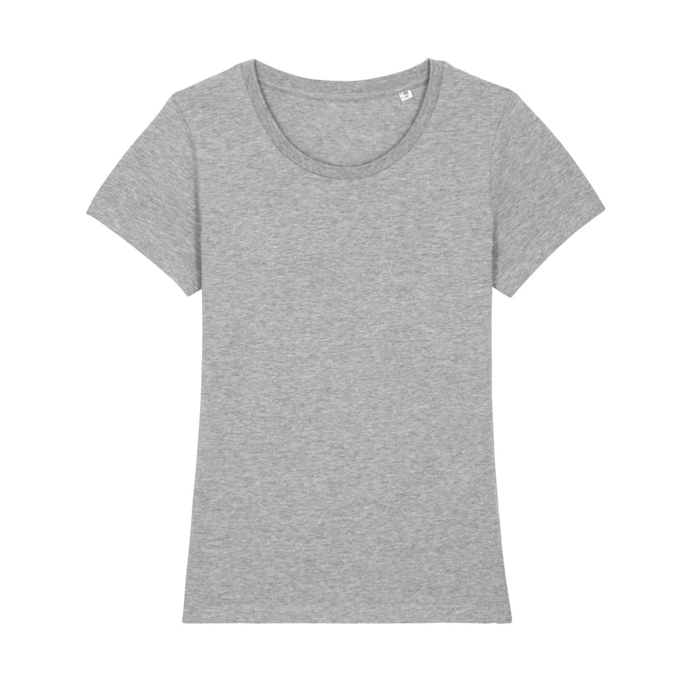 Szary melanżowy damski t-shirt organic z haftowanym logo firmy Stella Expresser RAVEN