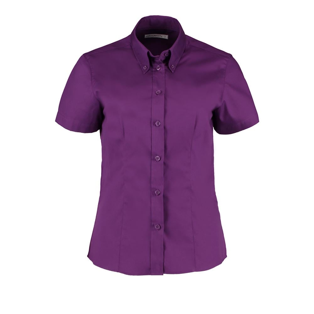 Dark Purple - Damska taliowana bluzka Fit Corporate