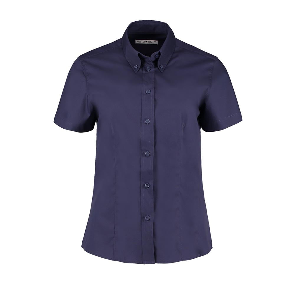 Midnight Navy - Damska taliowana bluzka Fit Corporate