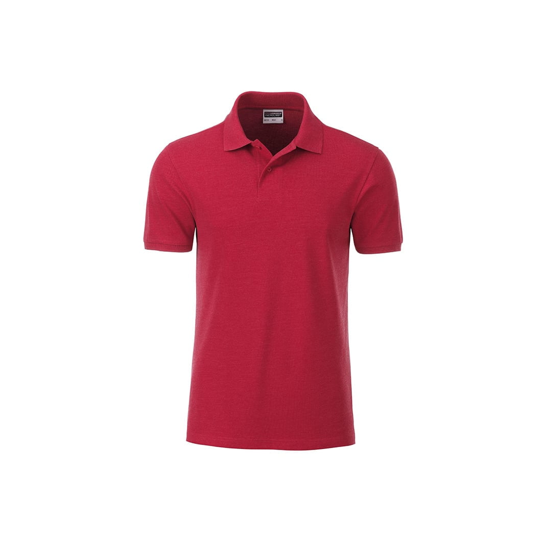 Carmine Red Melange - Męska koszulka polo Basic
