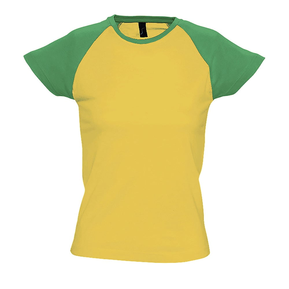 Żółta koszulka z zielonymi kontrastującymi wstawkami Raglan Milky Sol's 11195