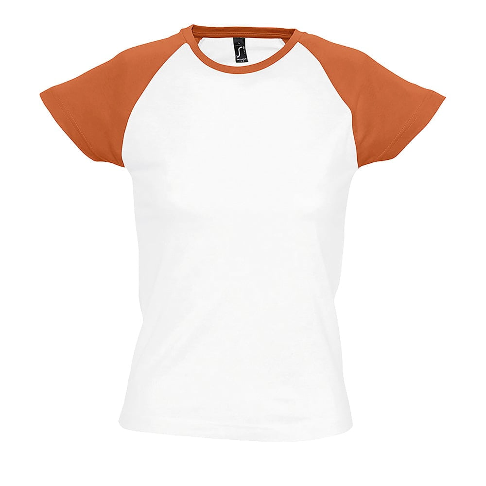 Biała koszulka z pomarańczowymi kontrastującymi wstawkami Raglan Milky Sol's 11195