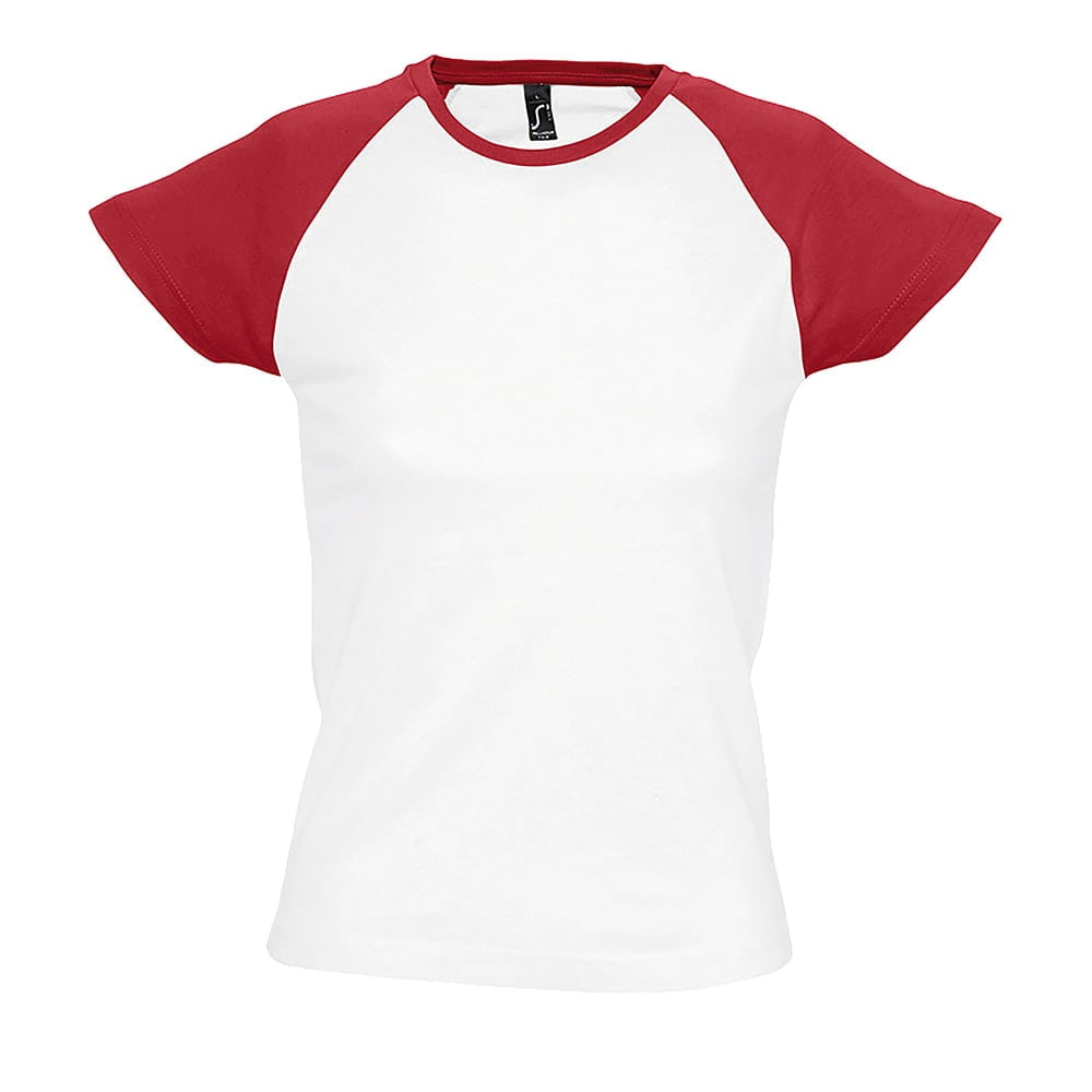 Biała koszulka z czerwonymi kontrastującymi wstawkami Raglan Milky Sol's 11195