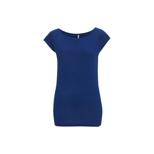 Niebieska damska organiczna koszulka z szerokim dekoltem - Continental Bamboo T-shirt N43