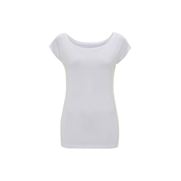 Biała damska organiczna koszulka z szerokim dekoltem - Continental Bamboo T-shirt N43