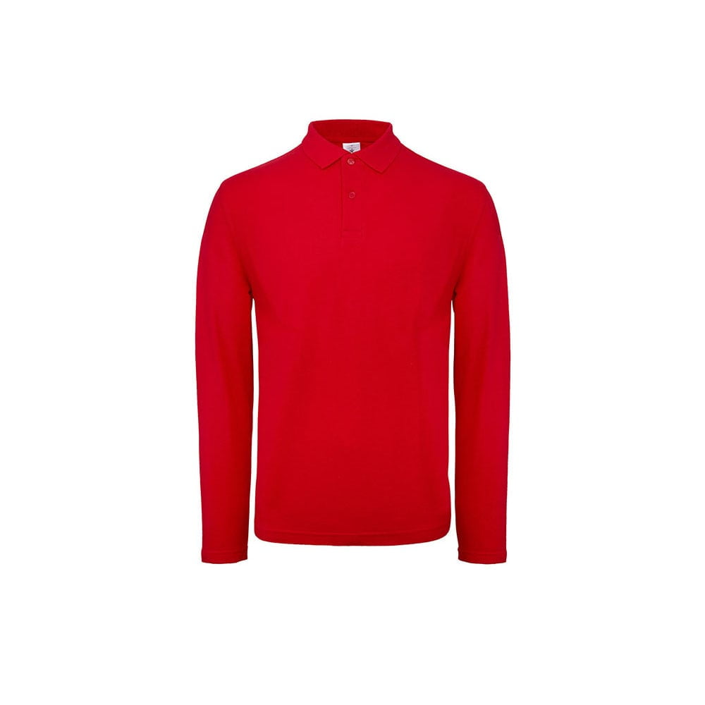 Red - Męska koszulka polo z długim rękawem ID.001