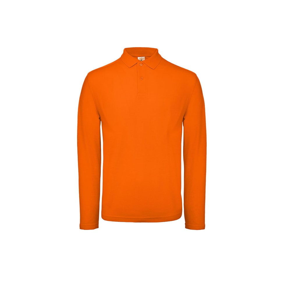 Orange - Męska koszulka polo z długim rękawem ID.001