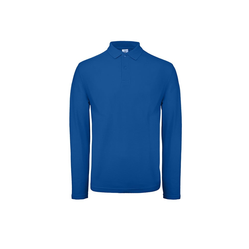 Royal Blue - Męska koszulka polo z długim rękawem ID.001