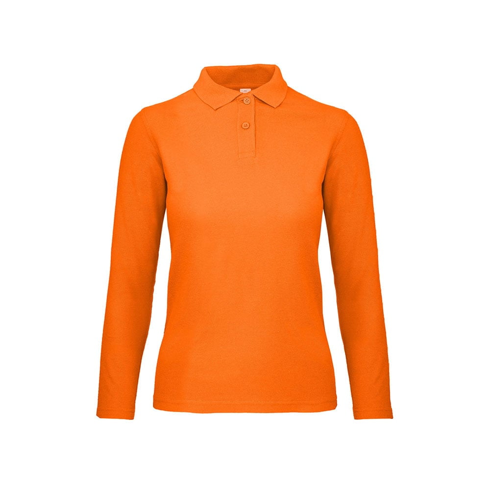Orange - Damska koszulka polo z długim rękawem ID.001