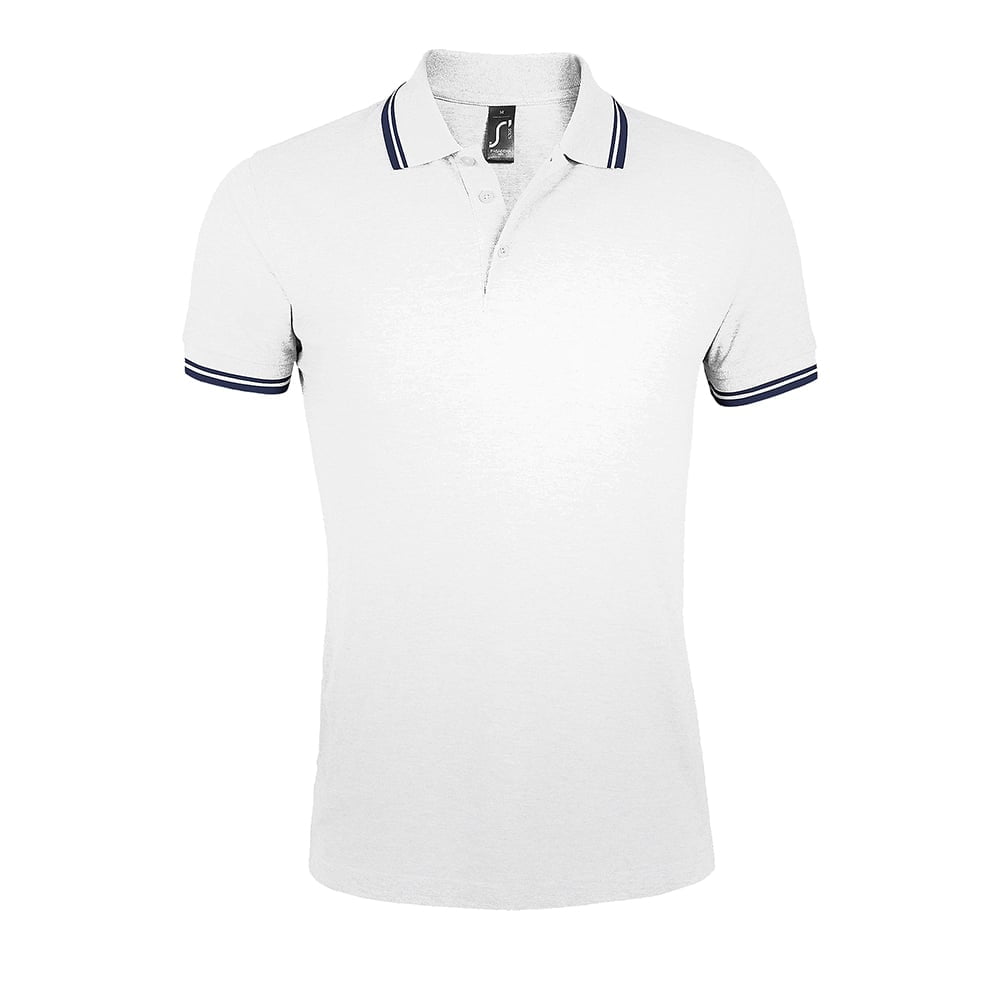 White/Navy - Męska koszulka polo Pasadena