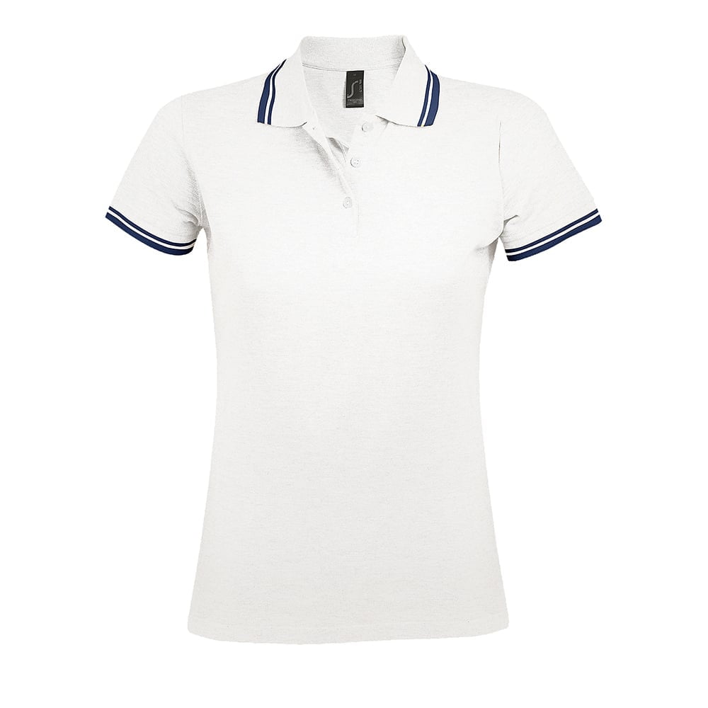 White/Navy - Damska koszulka polo Pasadena