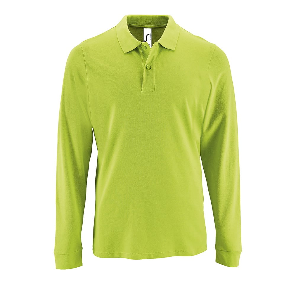 Apple Green - Męska koszulka polo z długim rękawem Perfect