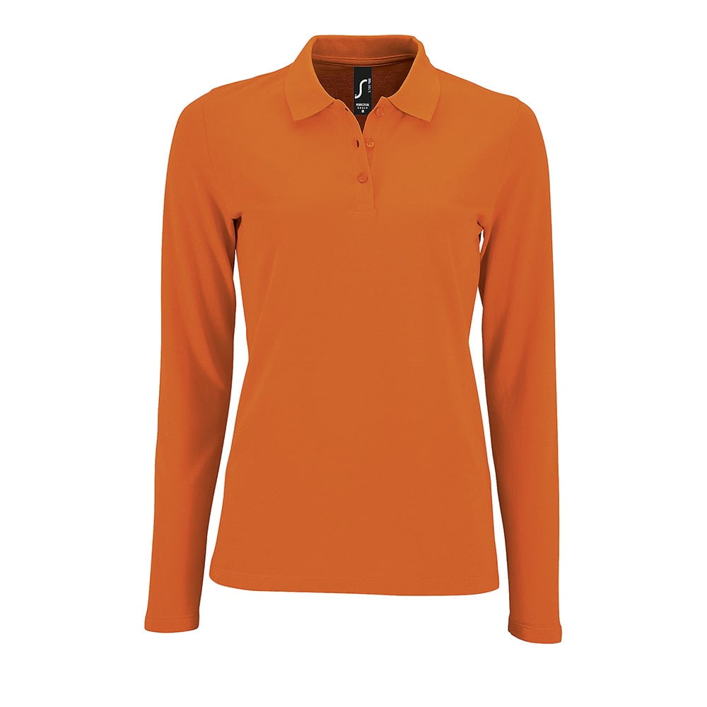 Orange - Damska koszulka polo z długim rękawem Perfect