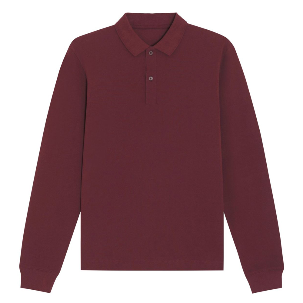 Burgundy - Koszulka polo z długim rękawem unisex Prepster Longsleeve