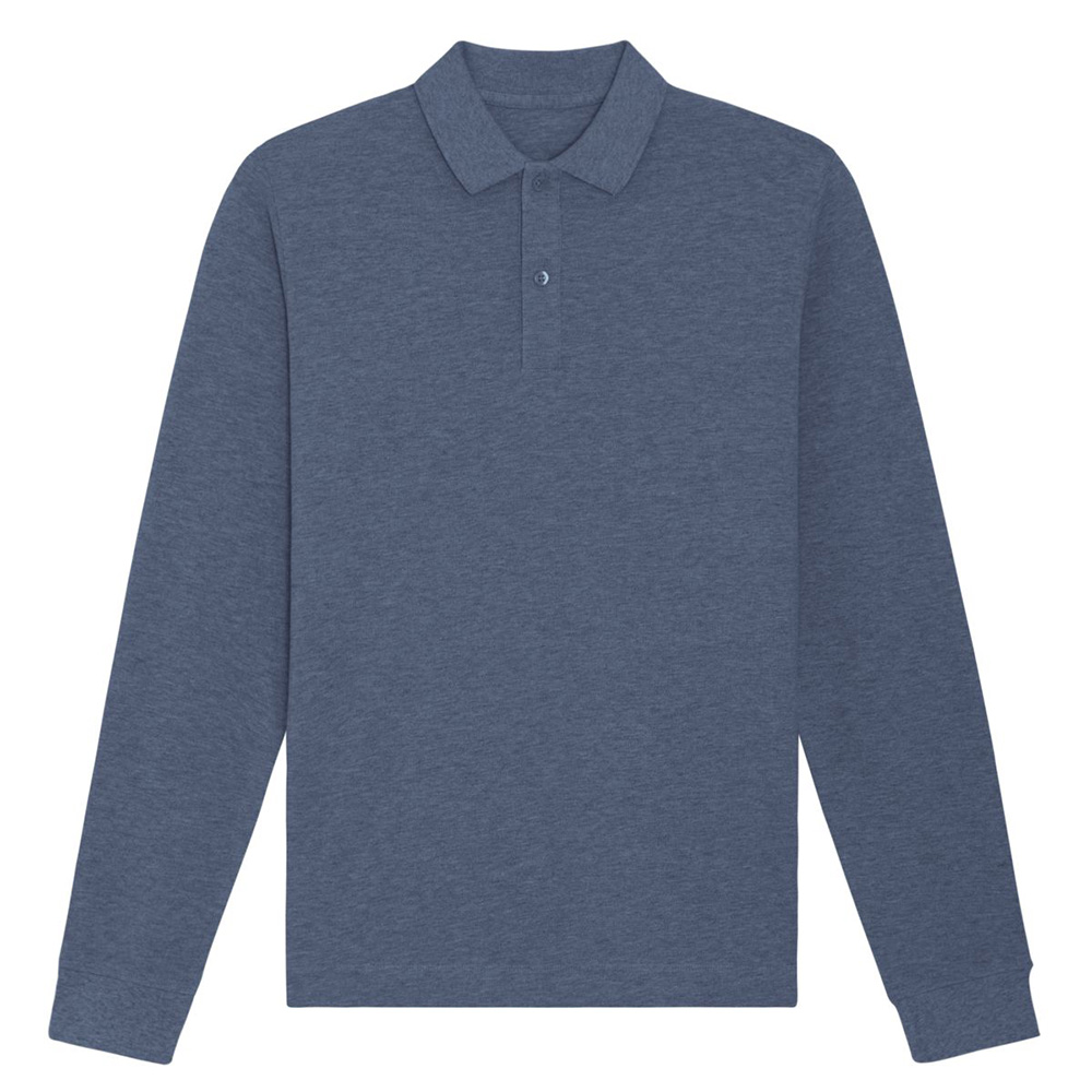 Dark Heather Blue - Koszulka polo z długim rękawem unisex Prepster Longsleeve