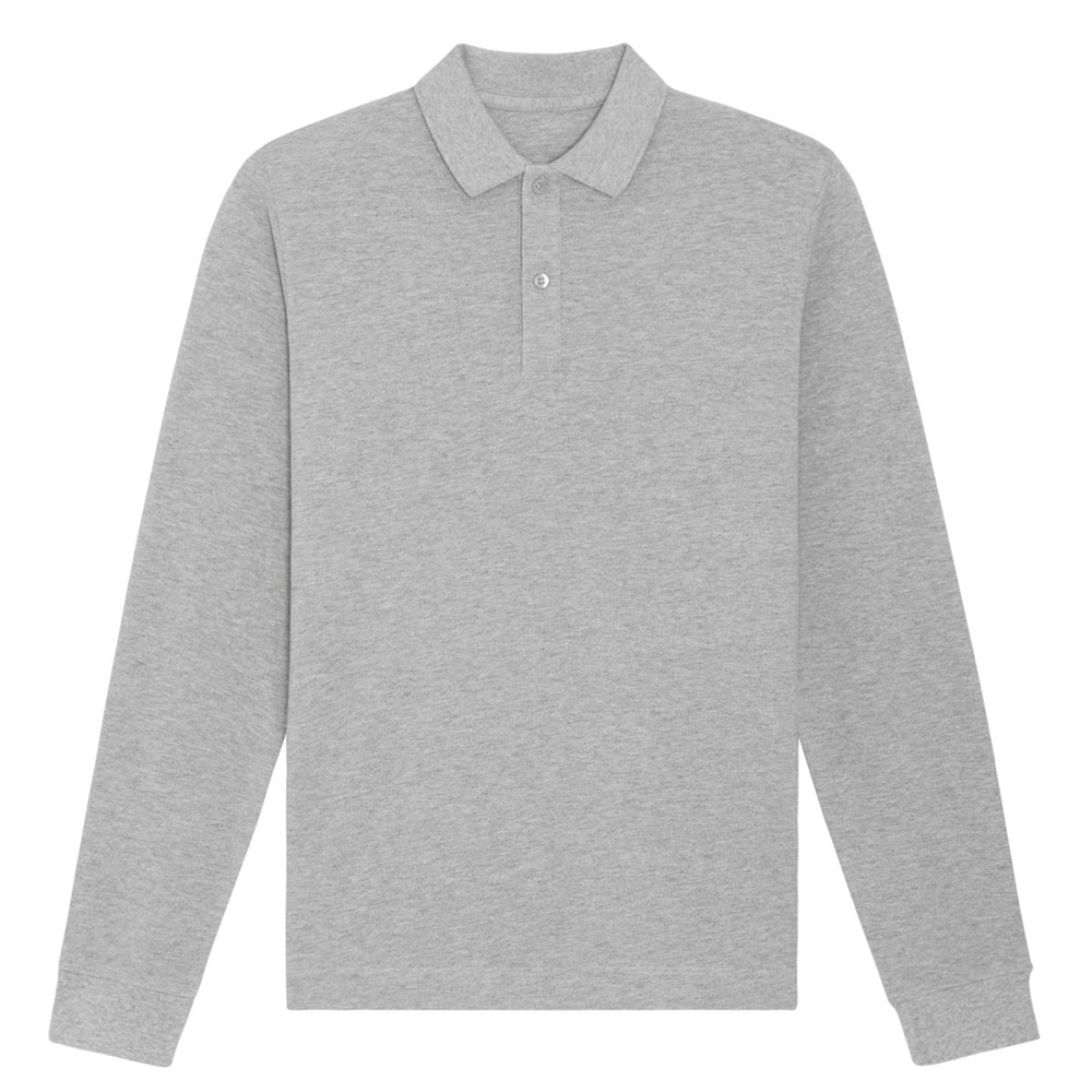 Heather Grey - Koszulka polo z długim rękawem unisex Prepster Longsleeve