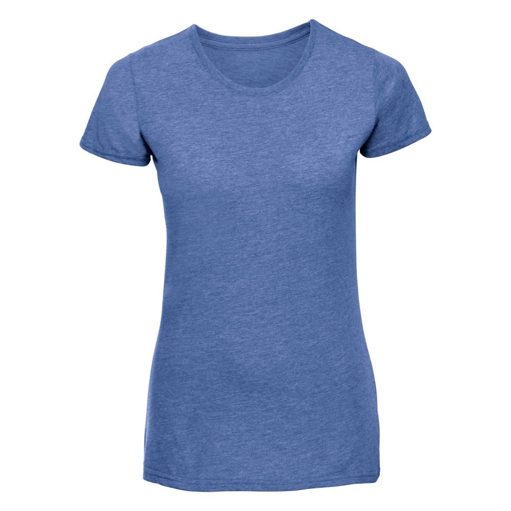 Niebieska damska koszulka z własnym logo firmy Russell R-165F-0