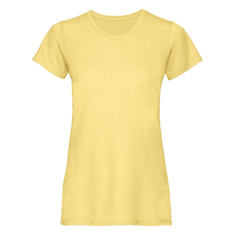 Żółta damska koszulka z własnym logo firmy Russell R-165F-0