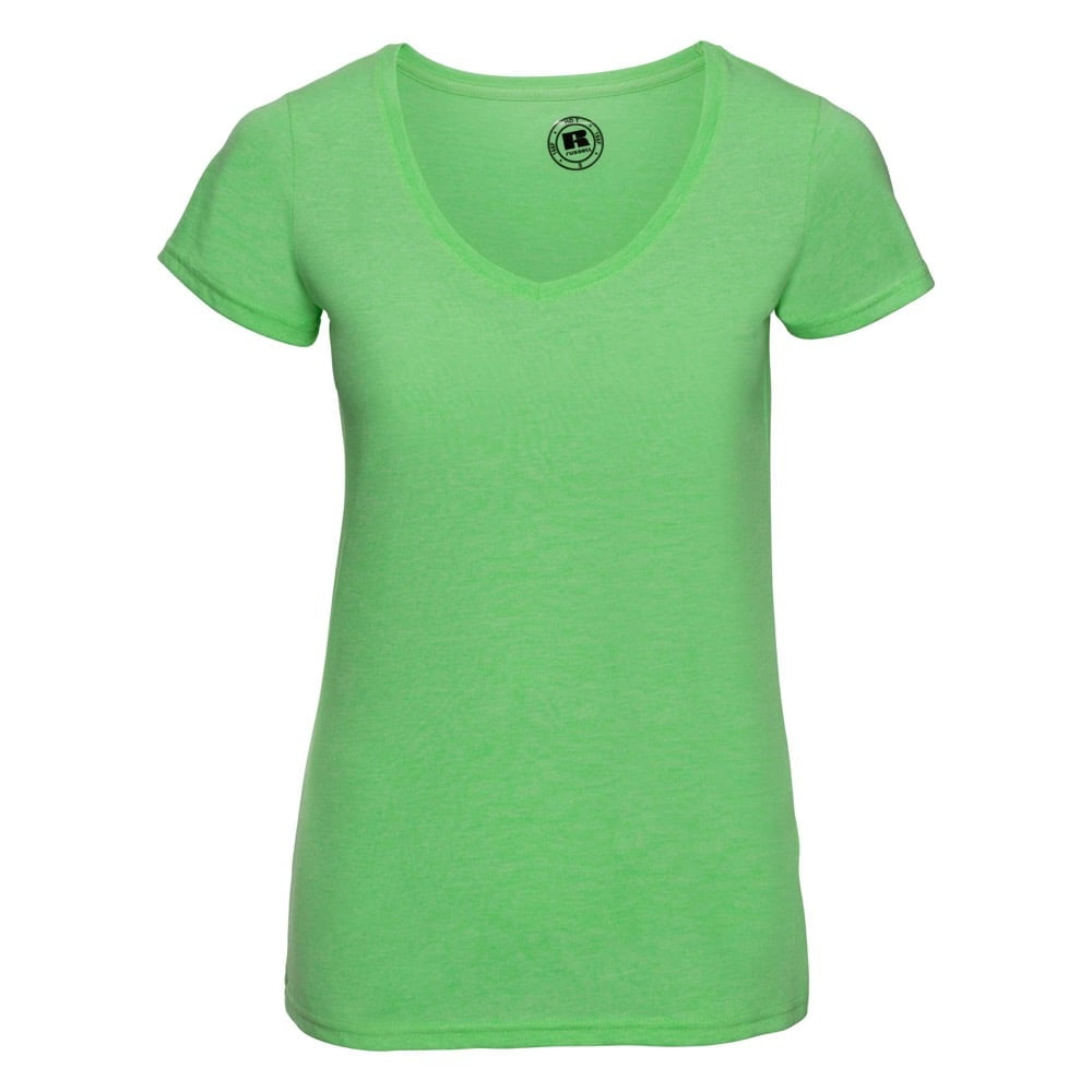 Green Marl - Damska koszulka z dekoltem w serek HD