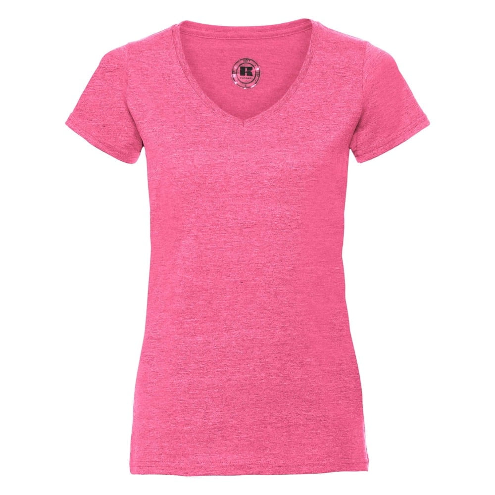 Pink Marl - Damska koszulka z dekoltem w serek HD