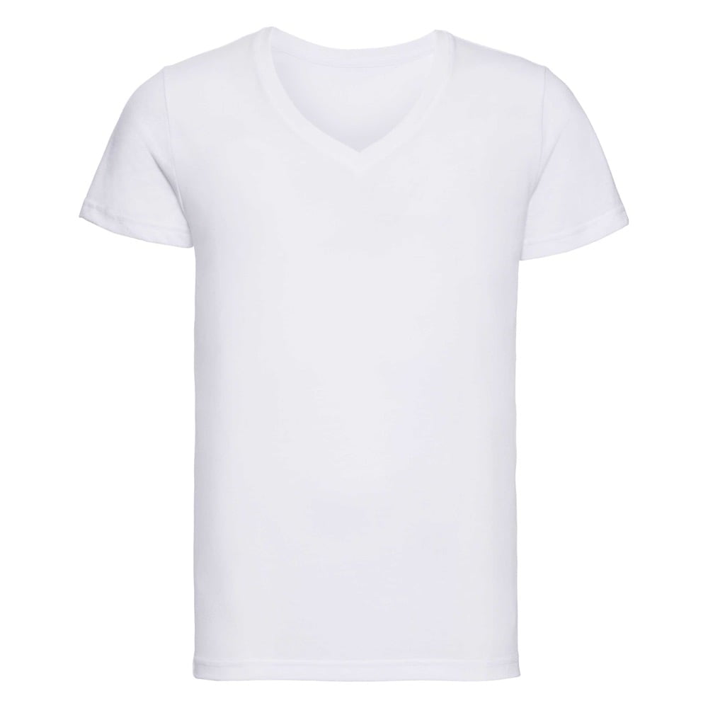 White - Męska koszulka z dekoltem w serek HD